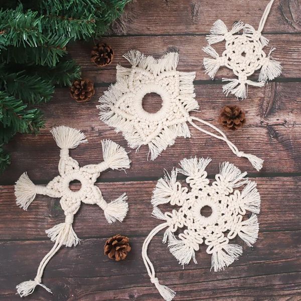 

mats & pads 2022 fashion macrame cup pad bohemia table mat handmade cotton rope weave insulation wall hanging snowflake pendant