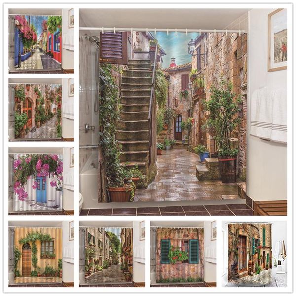 

shower curtains garden flowers scenery decoration waterproof fabric bath curtain bathroom door screens home el decor washable