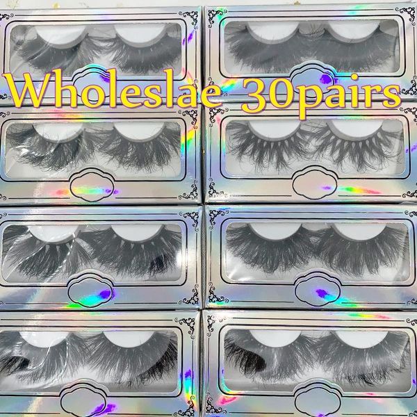 

false eyelashes rainsin wholesale 30pairs 25mm long fluffy lashes 100% 3d mink dramatic makeup handmade real