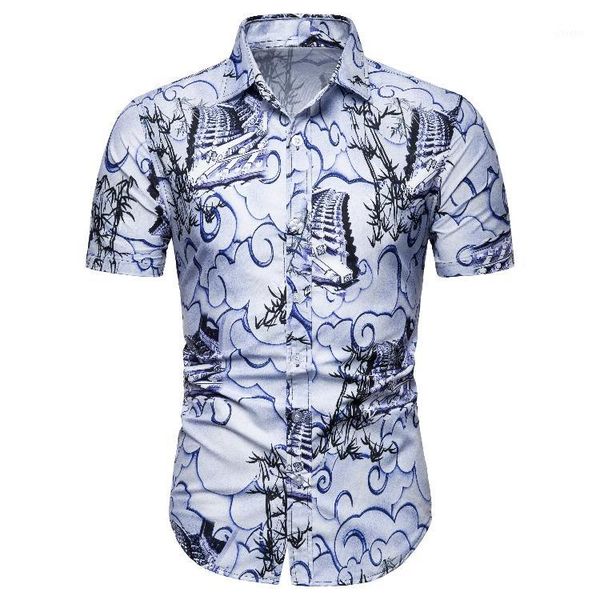

new men shirt short sleeve large size floral shirt summer beach hawaii men casual holiday holiday clothes clothi1, White;black