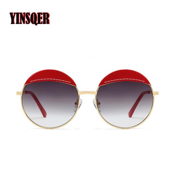 

sunglasses luxury oversized women's round for driving fashion vintage female sun glasses metal leather ladies polaroid, White;black