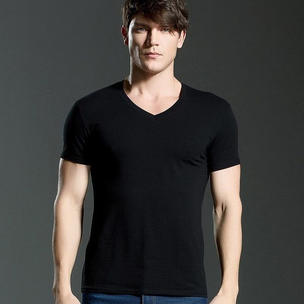 

men's t-shirts mrmt 2021 brand summer short-sleeved cotton t-shirt pure black casual slim v collar and o-neck, White;black