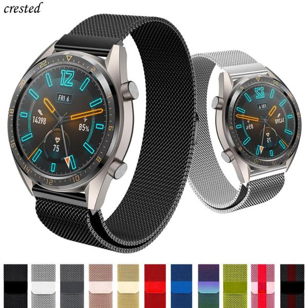

watch bands huawei gt 2 strap for samsung galaxy 46mm/42mm/active band gear s3 frontier stainless steel milanese loop bracelet, Black;brown