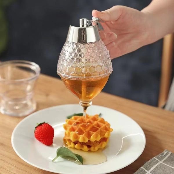

storage bottles & jars honey jar container bee drip dispenser squeeze bottle kettle pot stand holder juice syrup cup kitchen accessories 200