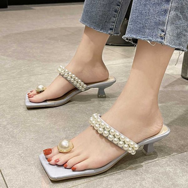 Rimocy Moda Klip Toe Inci Terlik Kadın Açık Bej Askı Ince Topuklu Ayakkabı Kadın Tatil Günlük Boho Sandalet Kadın 210528