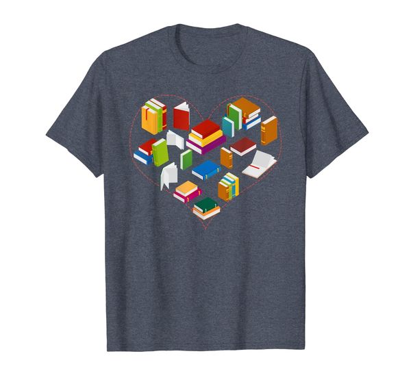 

book librarian library heart reading gift for book lover tee, White;black