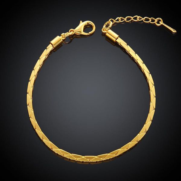 

charm bracelets 1pcs 2.5m snake men women rose gold color unique chain jewelry 20cm lobster buckle bracelet, Golden;silver