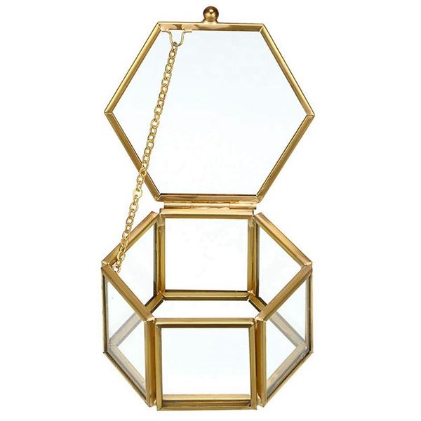 

golden glass vintage jewelry box-storage box souvenir box home decoration storage small jewelry ring earrings, Pink;blue