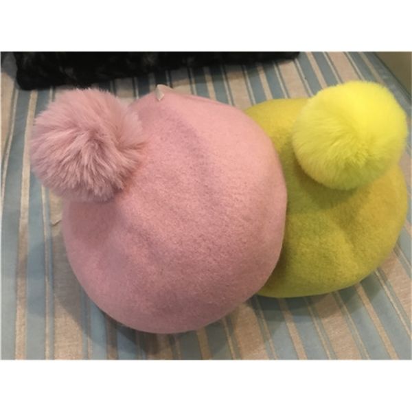 10 pz / lotto 01909-pan381 Personalizzazione esclusiva lana solida pompon bambini berretti cappello ragazzo ragazza bambini cappello per il tempo libero all'aperto C030901 Y0913