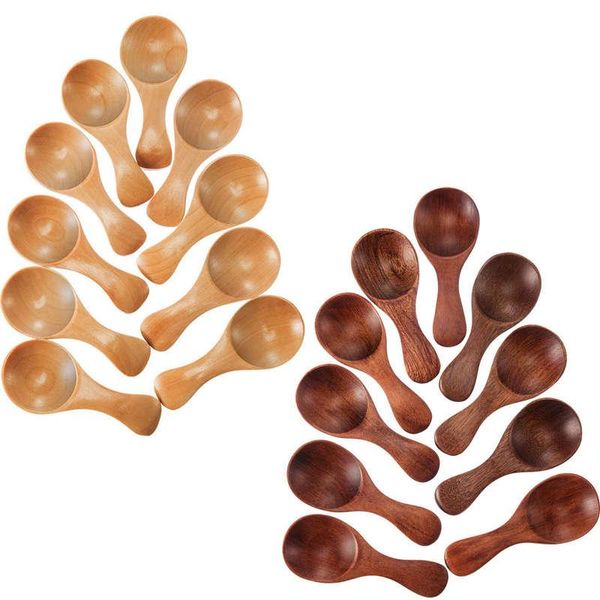 

20 pieces small wooden spoons mini condiments sugar seasoning salt honey teaspoon coffee jam mustard ice cream wood spoons