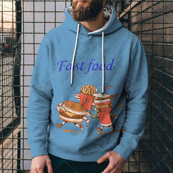 

popular 3d digital printing dog hamburg food seri printing men's 3d sweater sports loose sweaterckiz, Black