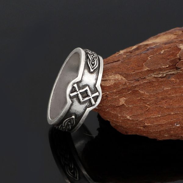 

nordic viking rune ring necklace luna carved, Silver