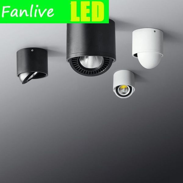 

downlights 10pcs angle adjustable surface mounted led downlight white black 3w 7w 9w 12w super bright ac110v/240v decorative illumination