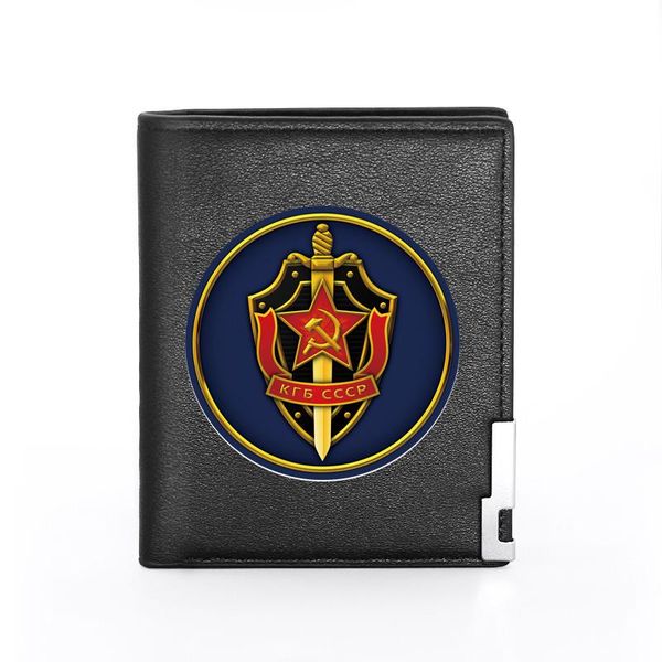 

wallets soviet special forces kgb theme leather men's wallet, Red;black