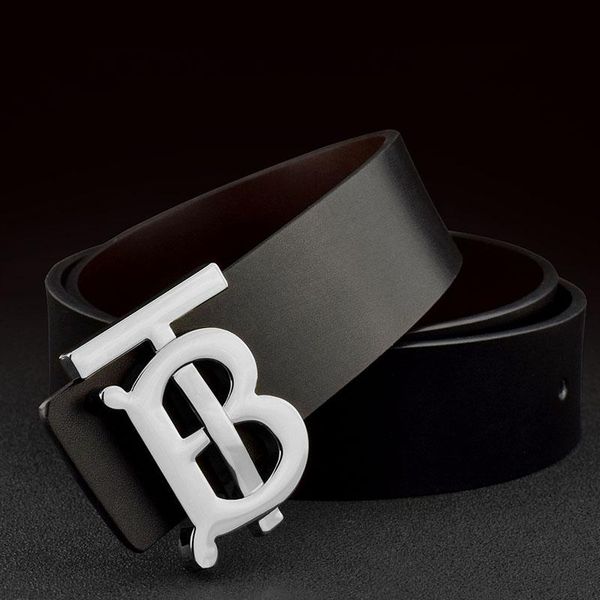 

belts fashion mens belt genuine leather designer white casual cowskin solid smooth buckle waistband ceinture homme, Black;brown