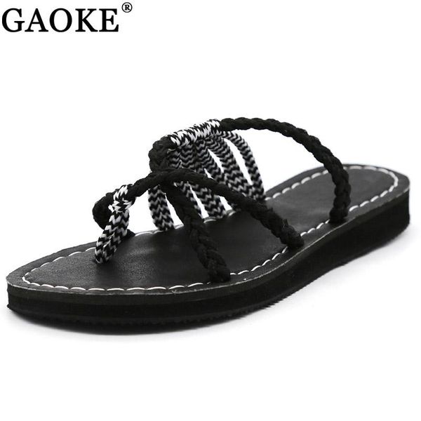 

women sandals size 35-43 summer shoes woman mix color flip flops 2021 new summer female shoes beach flat sandals zapatos mujer, Black