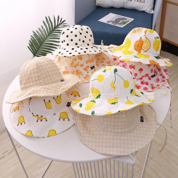 

caps & hats baby girl bucket summer children sun hat uv protection panama beach cap kid toddler fishing for girls boys 9m-4t, Yellow