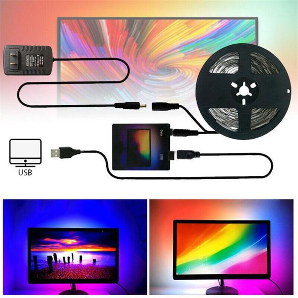 

diy ambient tv usb ws2812b led strip backlight belt computer display fantasy decorative light 60leds 1/2/3/4/5m