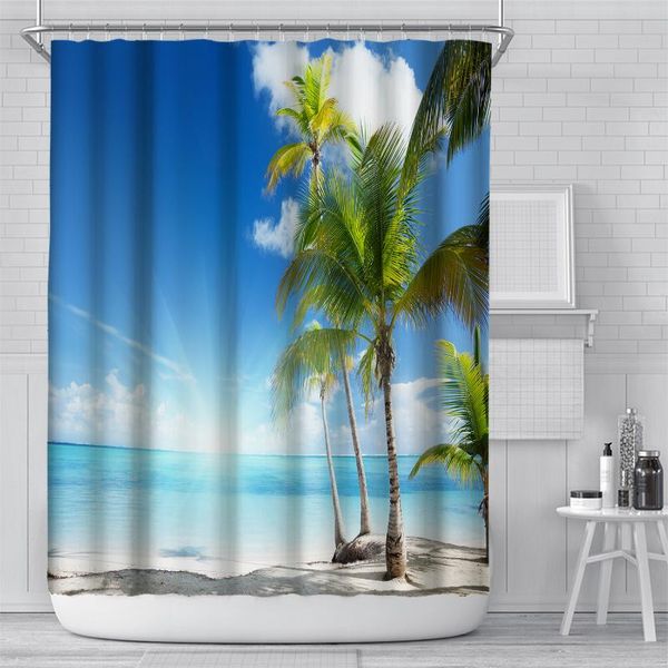

shower curtains hawaii beach palm tree curtain set with 12 hooks bathroom decoration