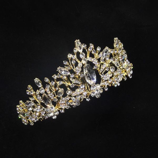 

hair clips & barrettes crystal bridal tiaras queen crowns women gold rhinestone baroque pageant diadem vintage wedding accessories party jew, Golden;silver