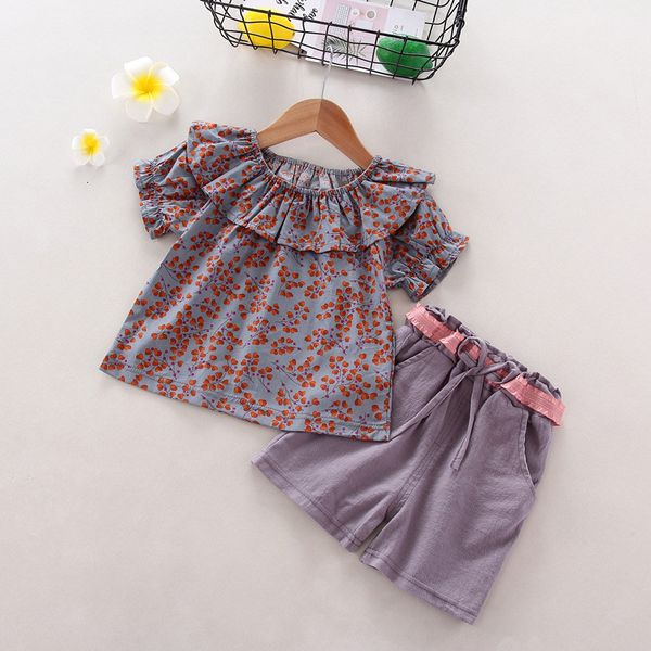 

2021 new newborn girls summer clothes t-shirts girls'shorts baby girls' shorts 12-3 4 t children birthday sets bav2, White