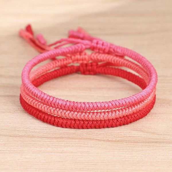 

beaded, strands red rope lucky weave bracelet women men hand-knitted stretch charm tibetan braided bracelets friendship bangles gifts, Black