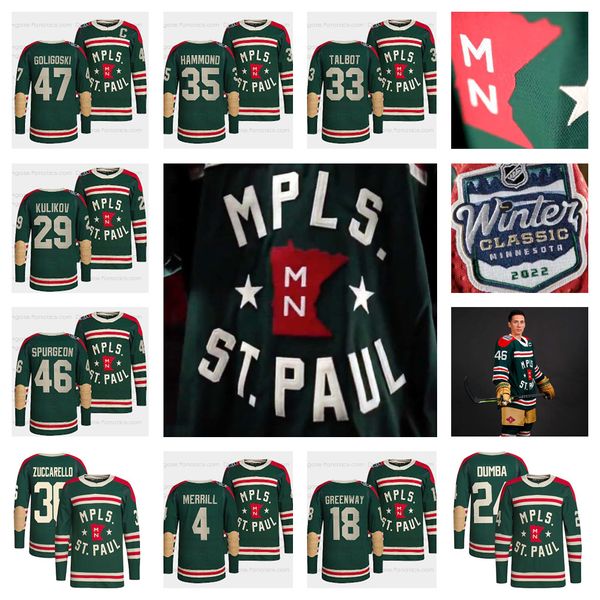 

minnesota 2022 winter classic reverse retro jersey youth 97 kirill kaprizov zach parise jason zucker jared spurgeon matt dumba hockey jersey, Black;red