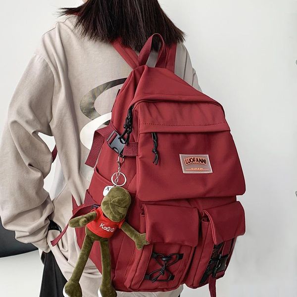 

backpack 2021 large capacity student teenagers nylon waterproof schoolbag korean japanese travel bag cool