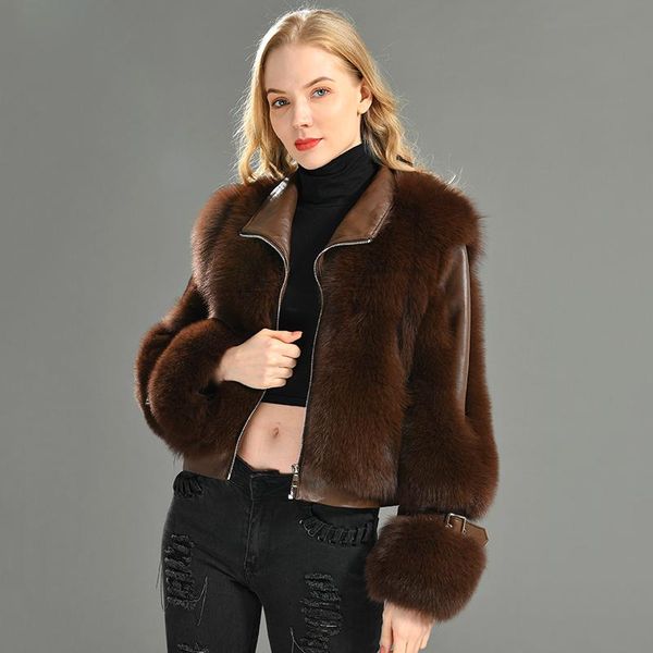 

women's fur & faux 2021 natural real coat women thick warm winter genuine sheepskin leather jackets wholeskin, Black