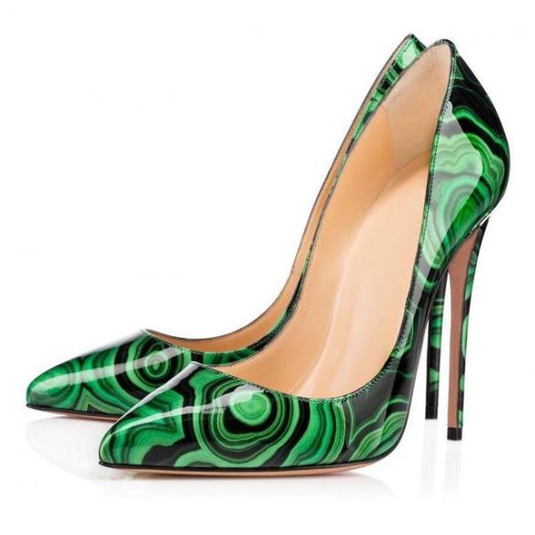 

dress shoes paisley pumps print pattern pointed toe super high heels single woman summer sandals stiletto heel green pump, Black