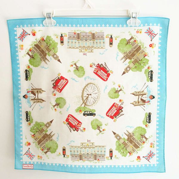 

pure full print pattern sweat hand british printed cotton kerchief, White