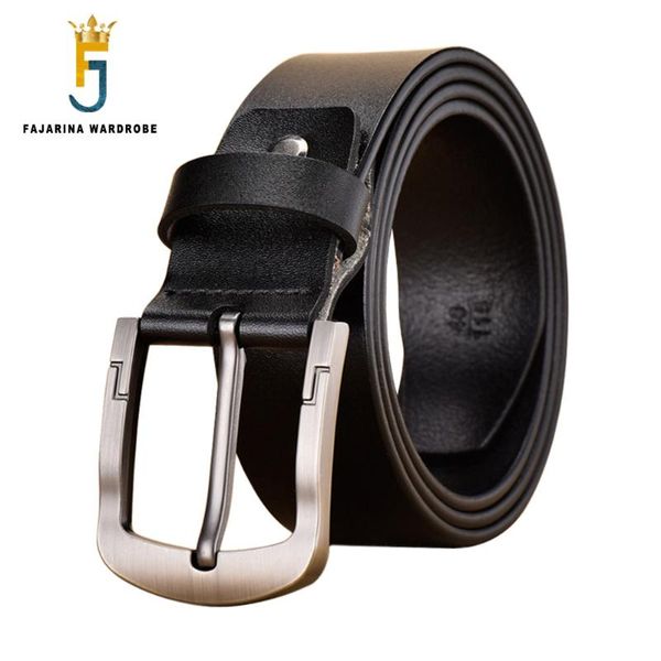 

belts fajarina fashion retro alloy buckle metal quality cowskin casual jeans 2nd layer cow skin leather belt for men n17fj827, Black;brown