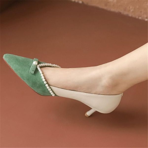 

dress shoes fashion pearl pointed toe high heels women stiletto heel elegant for genuine leather quality, Black