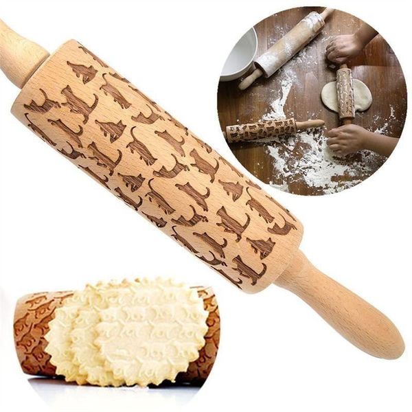 

rolling pins & pastry boards 35cm christmas dough engraved roller decorating tools deer embossed pin diy pizza cookie cake kitchen baking ac