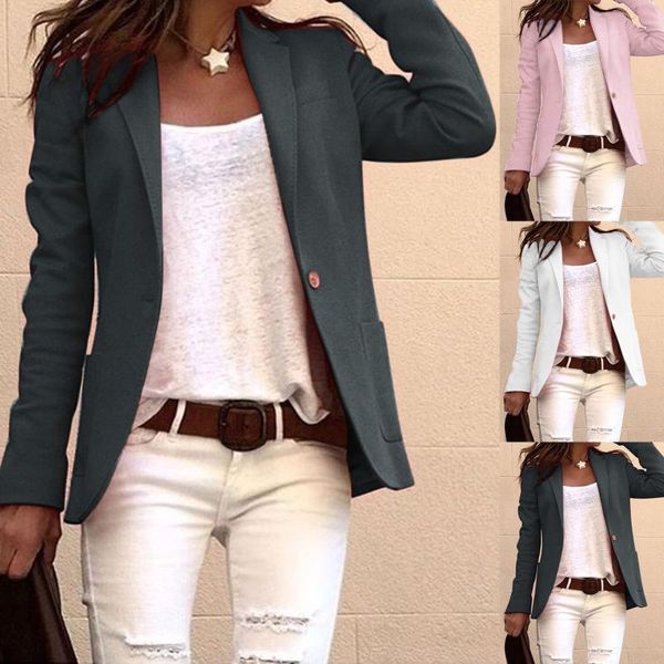

women's suits & blazers warm overcoat solid color winter lapel single-breasted long sleeve open cardigan outwear business jacket, White;black