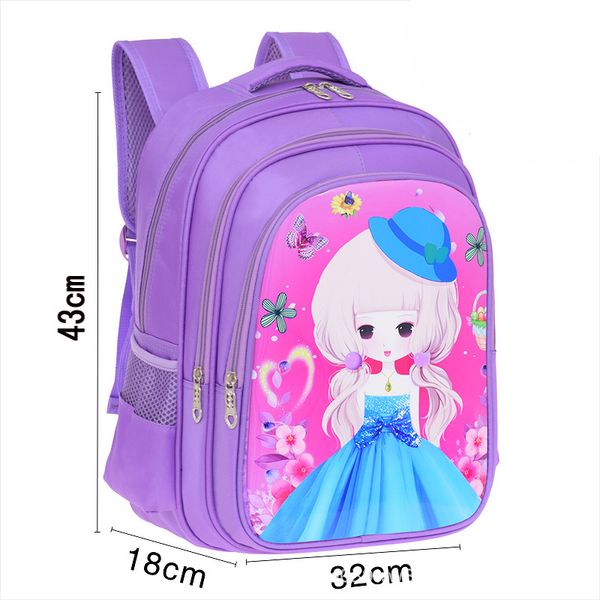 

new elementary school bag cartoon cute princess series childrens school bag korean version lightening backpack, Black;red