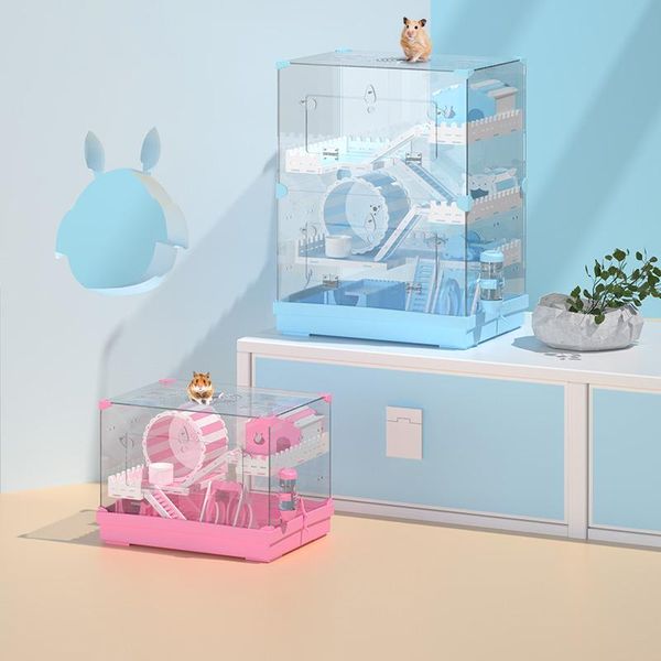 

tray-style hamster house acrylic oversized villa package guinea pig cage transparent small pet feeding box