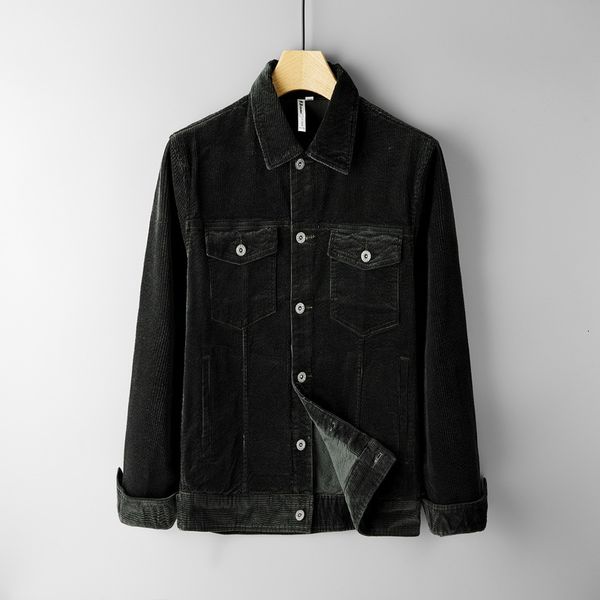 

2021 new unique quality brand cotton long-sleeved corduroy for men black jacket male fashion jackets mens chaquet 3bc2, Black;brown