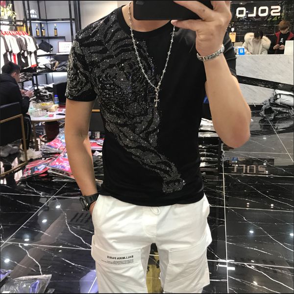 

men's hoodies & sweatshirts selling brand t-shirt hip hop asian size drill summer cotton short-sleeved c0dt, Black