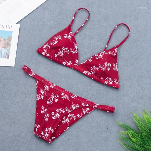 

bikini 2021 women swimsuit swimwear green printed swimming bathing suit push up set red female beachwear biquini women's, White;black