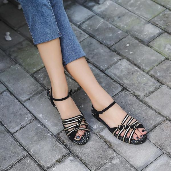 

sandals donna-in 2021 summer beach women rope outsole mixed color fashion shoes natural sheepskin female shoe, Black