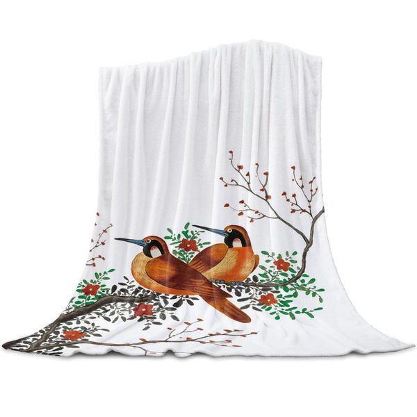 

blankets bird animal flower spring coral fleece blanket soft warm outdoor travel throw kids winter tv