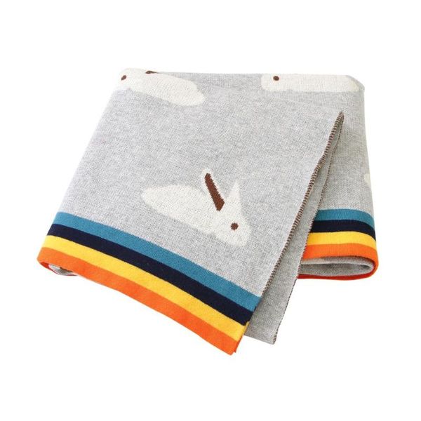 

baby blankets knitted newborns swaddle wrap stroller blanket 100%cotton infant kids sofa crib bed covers cartoon pattern
