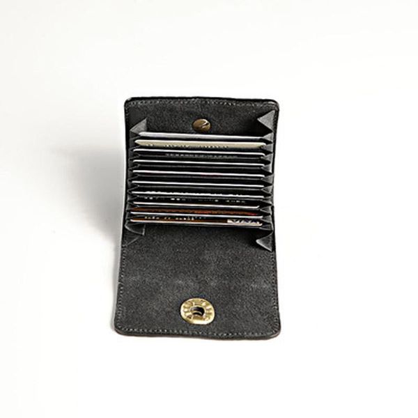 

card holders original handmade leather holder niu jin coarse grain small large-capacity bag, Brown;gray