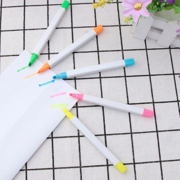 

highlighters 5 pcs/box sweet candy color fragrance large capacity solid highlighter markers fluorescent pen glitter gift stationery, Black;red