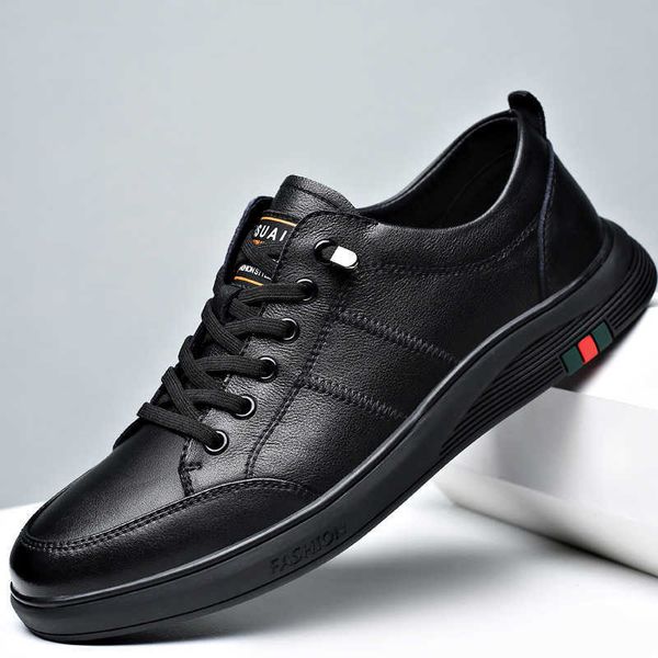 

2021 spring single sho soft leather casual men's sole anti slip wear-ristant british busins trend