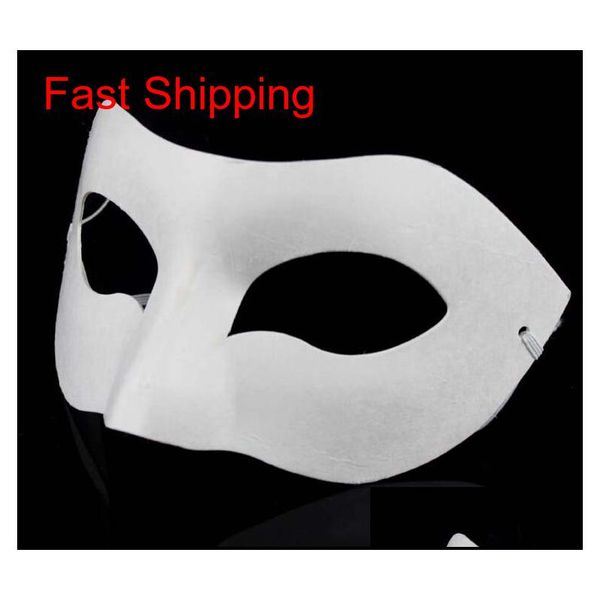 

white half face mask halloween blank paper zorro mask diy hip-hop mask hand-painted masks street dancing 20pcs/lot dzggc 2wfx7
