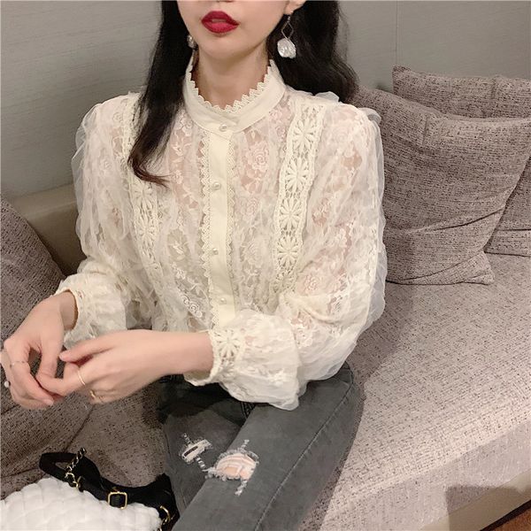 

halck lace shirt sleeve lantern outerwear female ta2312 grg6, White