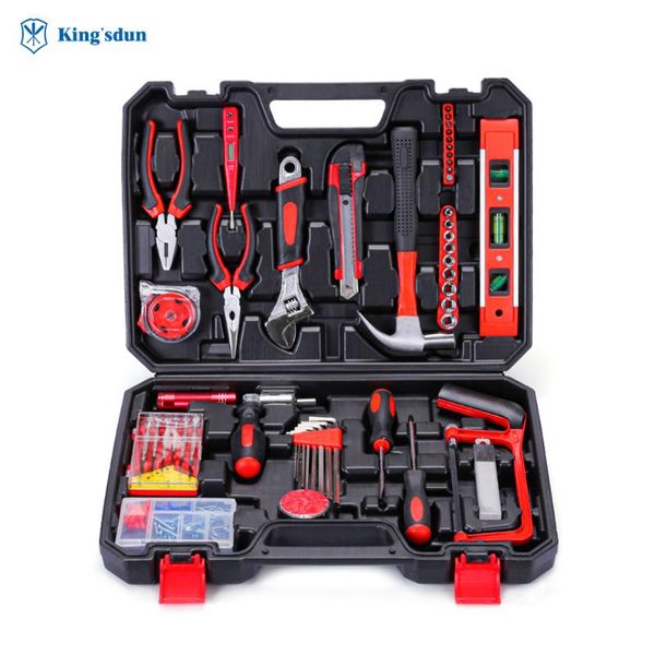 

professional hand tool sets 110pcs home tools adjustable wrench pliers hammer screwdrivers handle electrical probe cutter knife saw kit