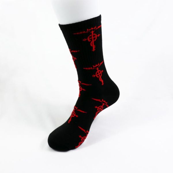 

men's socks fullmetal alchemist greek god mercury logos, Black